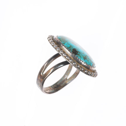 sz6 vintage Navajo sterling silver ring with nice turquoise