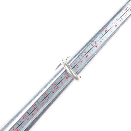 sz8 vintage Navajo sterling silver twisted rope bezel ring with turquoise