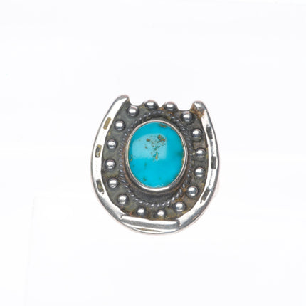 sz6 Vintage Navajo sterling silver horseshoe ring with nice turquoise