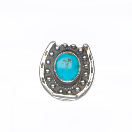 sz6 Vintage Navajo sterling silver horseshoe ring with nice turquoise
