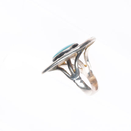 sz6 Vintage Navajo sterling silver horseshoe ring with nice turquoise