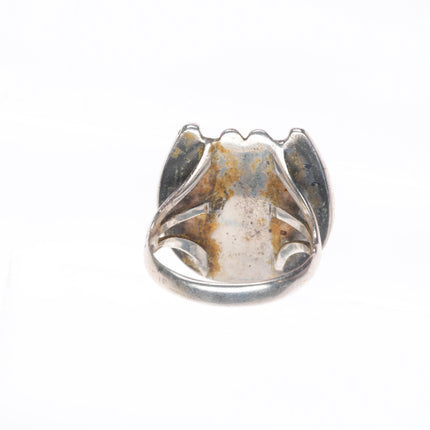 sz6 Vintage Navajo sterling silver horseshoe ring with nice turquoise