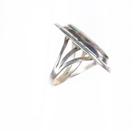 sz7 vintage Piaso Navajo sterling silver green turquoise quartz matrix ring