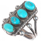 sz6.75 c1940's Navajo Sterling silver 4 stone stoplight turquoise ring