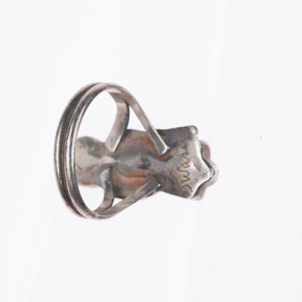 sz10 vintage Waseta Zuni sterling silver turquoise inlay maiden ring
