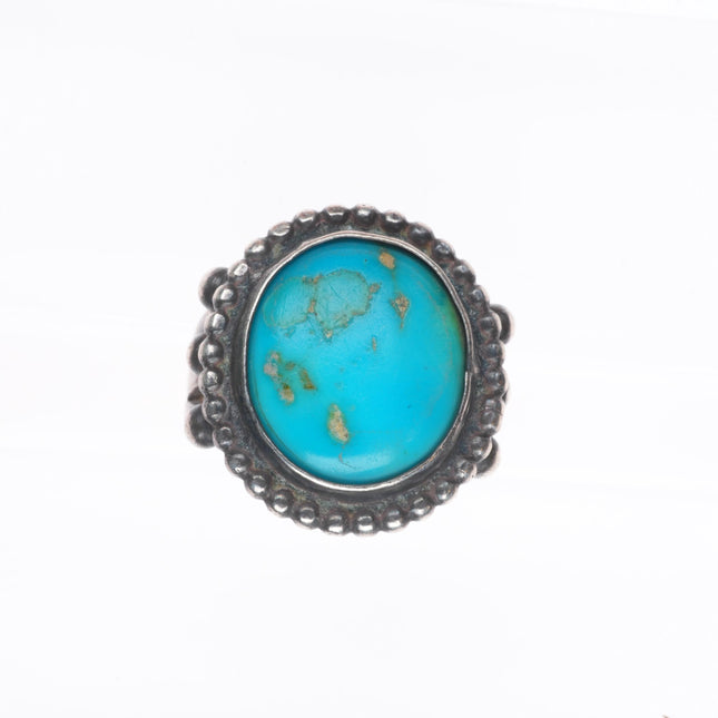 sz8 40's-50's vintage Navajo sterling silver ring with turquoise