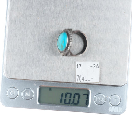 sz8 40's-50's vintage Navajo sterling silver ring with turquoise