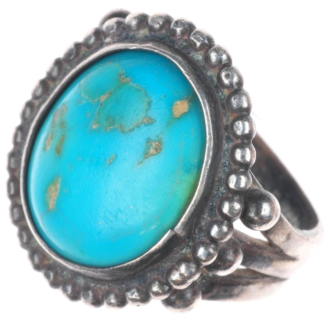 sz8 40's-50's vintage Navajo sterling silver ring with turquoise
