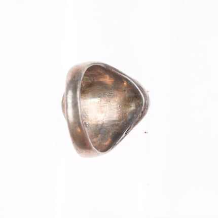 sz8.5 vintage Navajo Cerillos Greasy Green Turquoise sterling silver ring