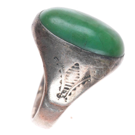 sz8.5 vintage Navajo Cerillos Greasy Green Turquoise sterling silver ring