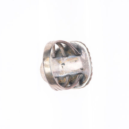 sz7 Vintage Navajo sterling silver green turquoise ring with nice matrix