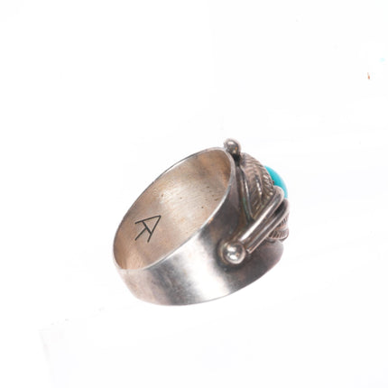 sz8 Marie Yazzie-Atkinson Trading Post Navajo sterling silver turquoise ring