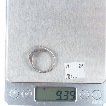 sz12 Ray Tracey Knifewing Navajo sterling silver onyx channel inlay ring