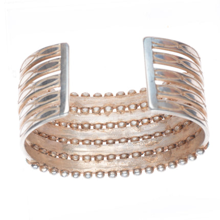 6.3" 30's-40's Vintage Zuni Sterling silver Snake Eye turquoise cuff bracelet