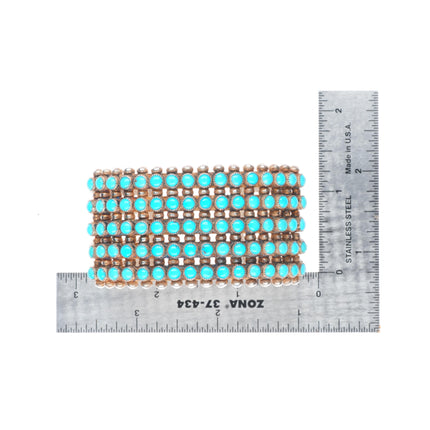 6.3" 30's-40's Vintage Zuni Sterling silver Snake Eye turquoise cuff bracelet