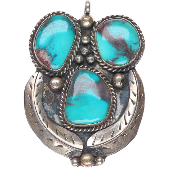 60's-70's Vintage Bisbee Turquoise Navajo sterling silver pendant