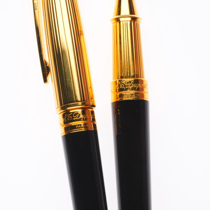 S.T. Dupont French Olympio Black with Gold Cap Rollerball Pens