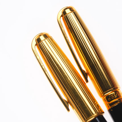 S.T. Dupont French Olympio Black with Gold Cap Rollerball Pens