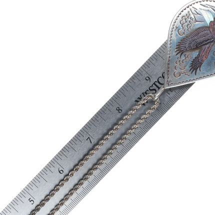 Henry & Linda Barber Navajo big vintage sterling silver American eagle pendant