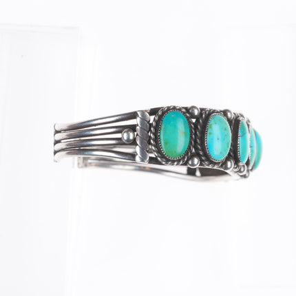 6.75" 30's-40's Navajo ingot/sterling silver turquoise row cuff bracelet