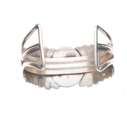 6.5" vintage Navajo sterling silver nice turquoise cuff bracelet twisted wire