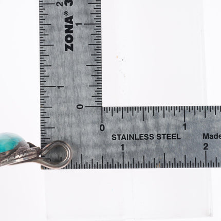 Vintage Navajo Bird's Eye Kingman waterweb turquoise sterling silver pendant