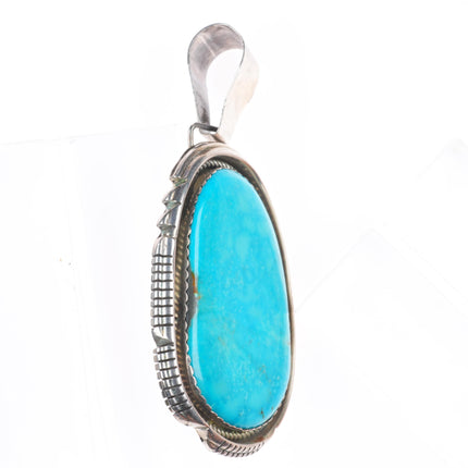 Big Vintage Navajo sterling silver pendant with large turquoise stone