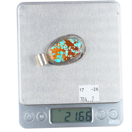 Pete Sanchez Isleta pueblo sterling silver high grade turquoise pendant