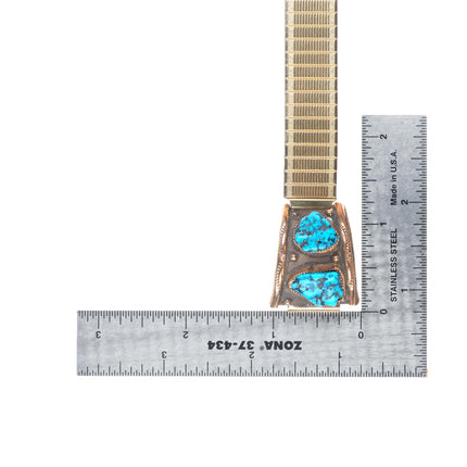 L&H Keeto Navajo 14k gold/turquoise sterling silver watch tips
