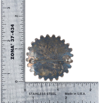 Vintage Zuni sterling silver natural American turquoise snake eye pin/brooch