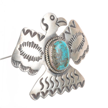 Albert & J Cleveland Navajo sterling silver/turquoise thunderbird pin/brooch
