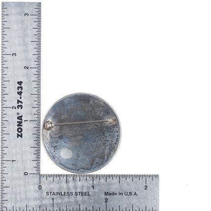 Vintage Navajo overlay pin/brooch sterling silver with flush inlay turquoise