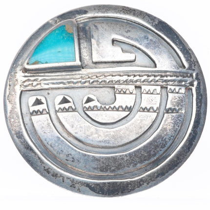 Vintage Navajo overlay pin/brooch sterling silver with flush inlay turquoise