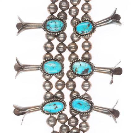 c1960's Vintage Navajo turquoise - sterling silver squash blossom necklace