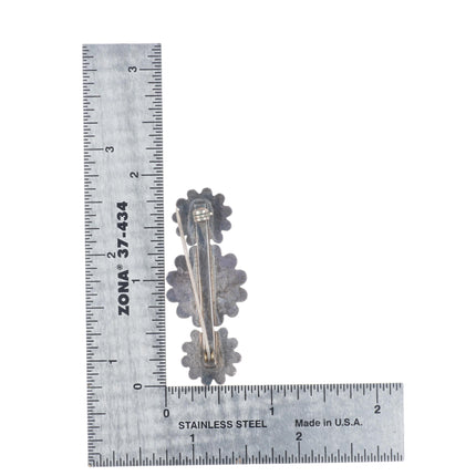 c1940 Vintage Navajo sterling silver beaded bowtie pin/brooch w/nice turquoise