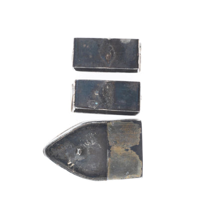 c1950 Vintage Navajo sterling silver inlaid turquoise ranger belt buckle set