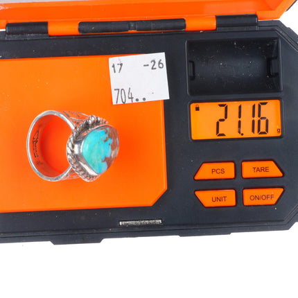 sz11 Jim Williams/Tony Garcia Navajo sterling silver Royston turquoise ring