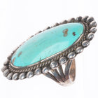 sz7 Big vintage Navajo sterling silver fancy edge turquoise ring