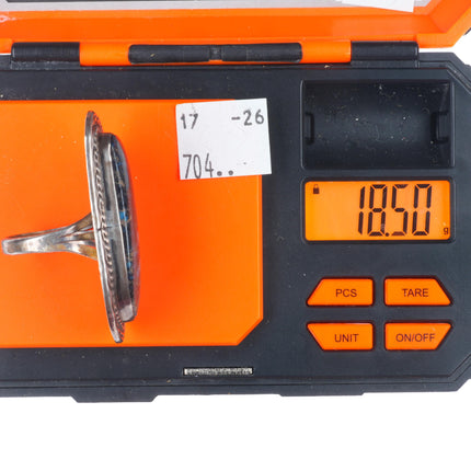 sz11 Big vintage Navajo sterling silver large ring with nice webbed turquoise