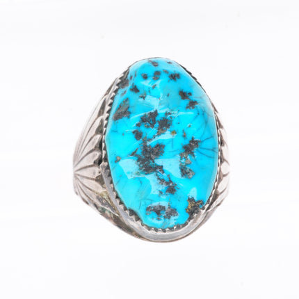 sz12 Heavy vintage Robert and Bernice Leekya Zuni sterling silver turquoise ring