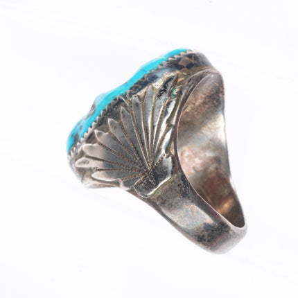 sz12 Heavy vintage Robert and Bernice Leekya Zuni sterling silver turquoise ring