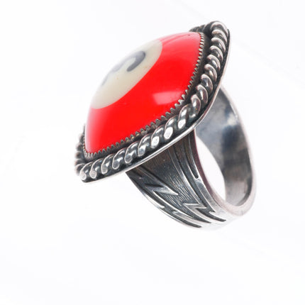 sz10.5 Vintage Kabana southwestern Sterling silver #3 Pool ball ring