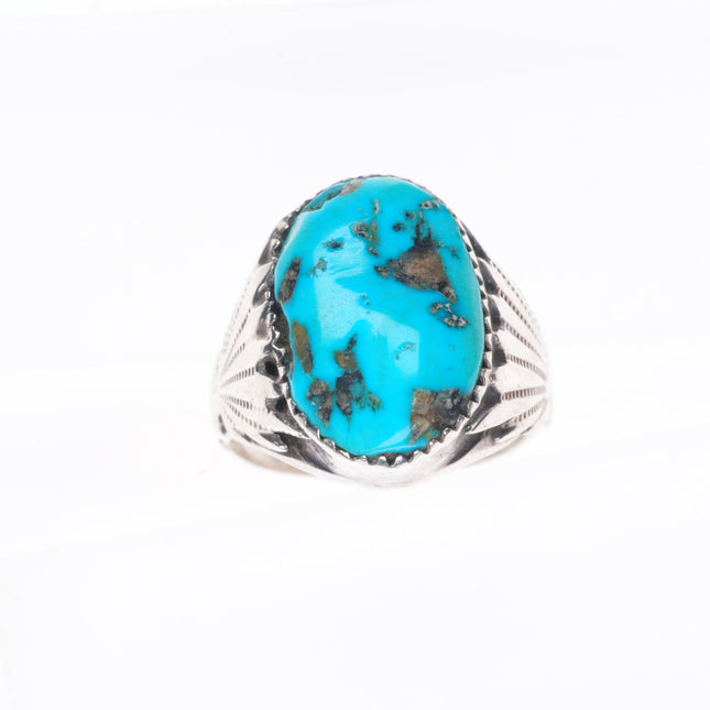 sz11 vintage Robert and Bernice Leekya Zuni sterling silver turquoise ring