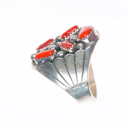 sz13 Robert Shakey Navajo sterling silver branch coral cluster men's ring