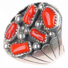 sz13 Robert Shakey Navajo sterling silver branch coral cluster men's ring