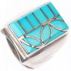 sz12 Heavy Vintage Dickie & Amy Quandelacy sterling silver inlay turquoise ring