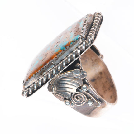 sz13.5 Pilot Mountain Turquoise Navajo Sterling silver ring Golden Eagle trading