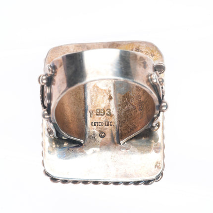 sz13.5 Pilot Mountain Turquoise Navajo Sterling silver ring Golden Eagle trading