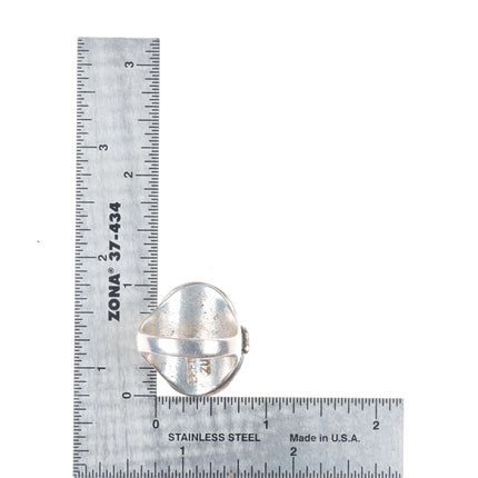 sz11 Effie Calavaza Zuni sterling silver turquoise 2 stone snakes men's ring