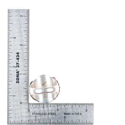 sz12 vintage AF Navajo sterling silver turquoise 2 stone feather ring